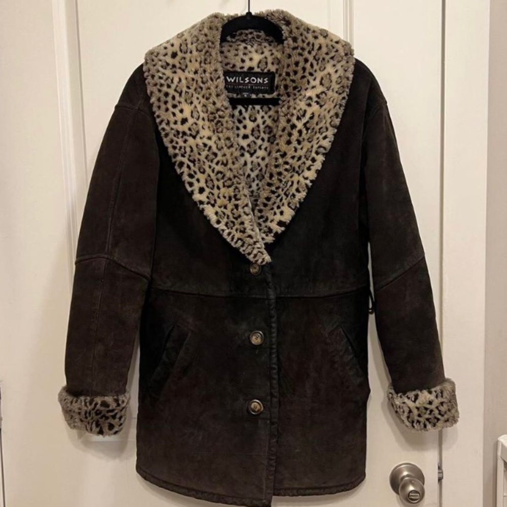 Wilson’s leopard print suede coat